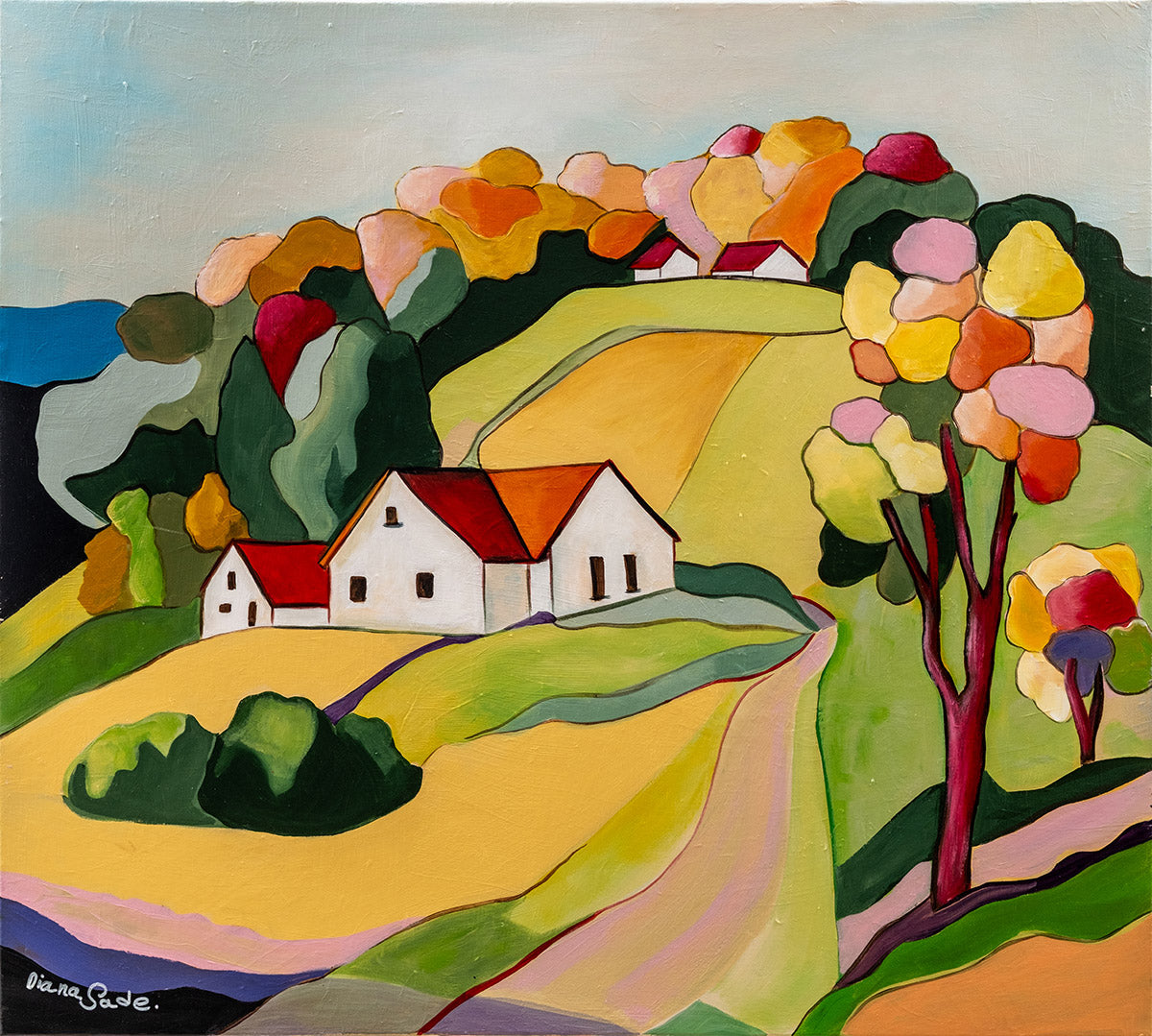 Naïve Countryside with Tree – Diana Sade Art