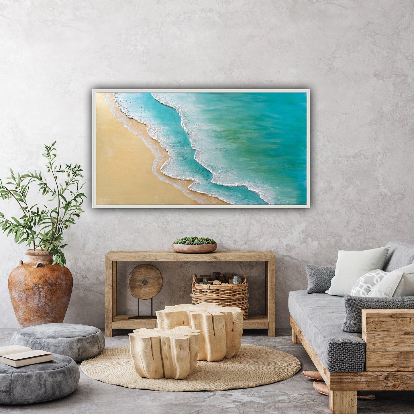 Wavy seascape with prominent texture