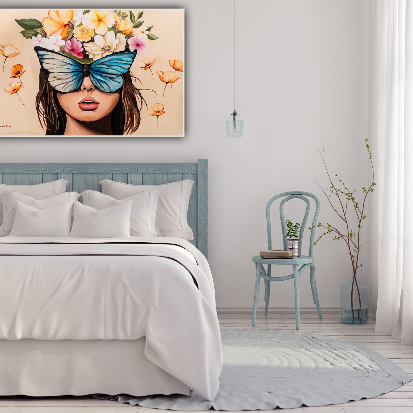 Floral Head with Butterfly