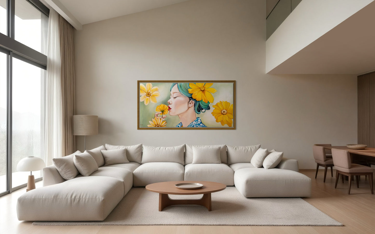 Japanese Woman with Yellow Sunflowers