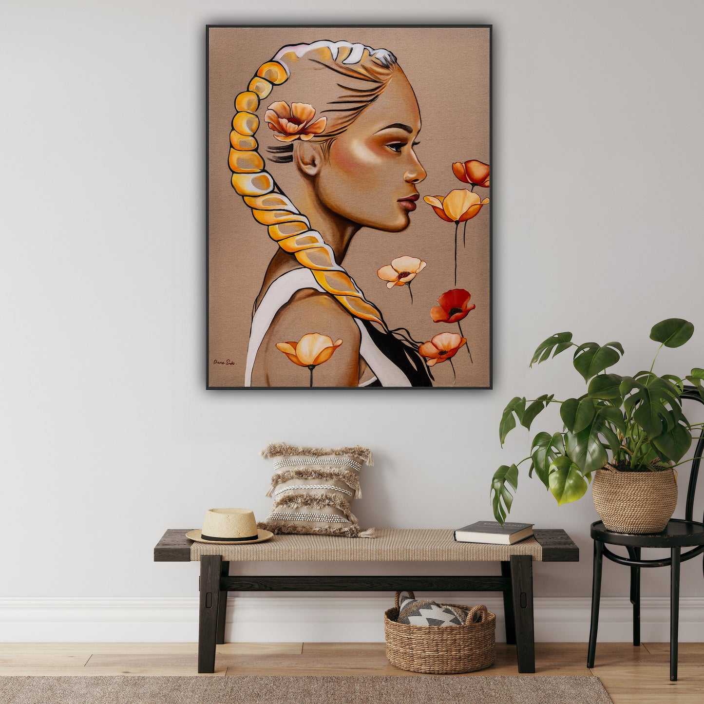 Girl with Braid and Flowers