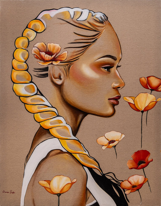 Girl with Braid and Flowers