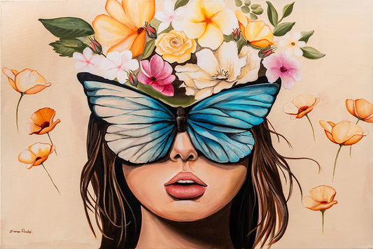 Floral Head with Butterfly