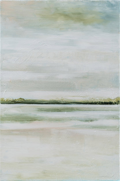 Sea and mountains in green