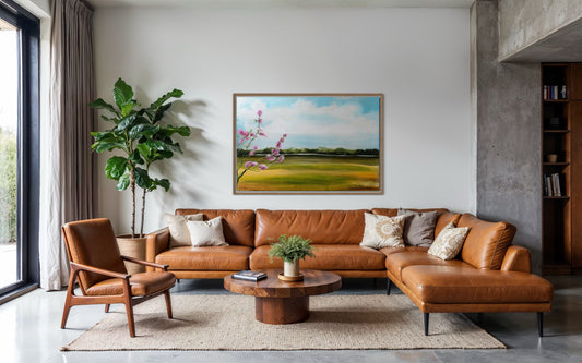 Field with a pink tree