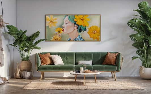 Japanese Woman with Yellow Sunflowers