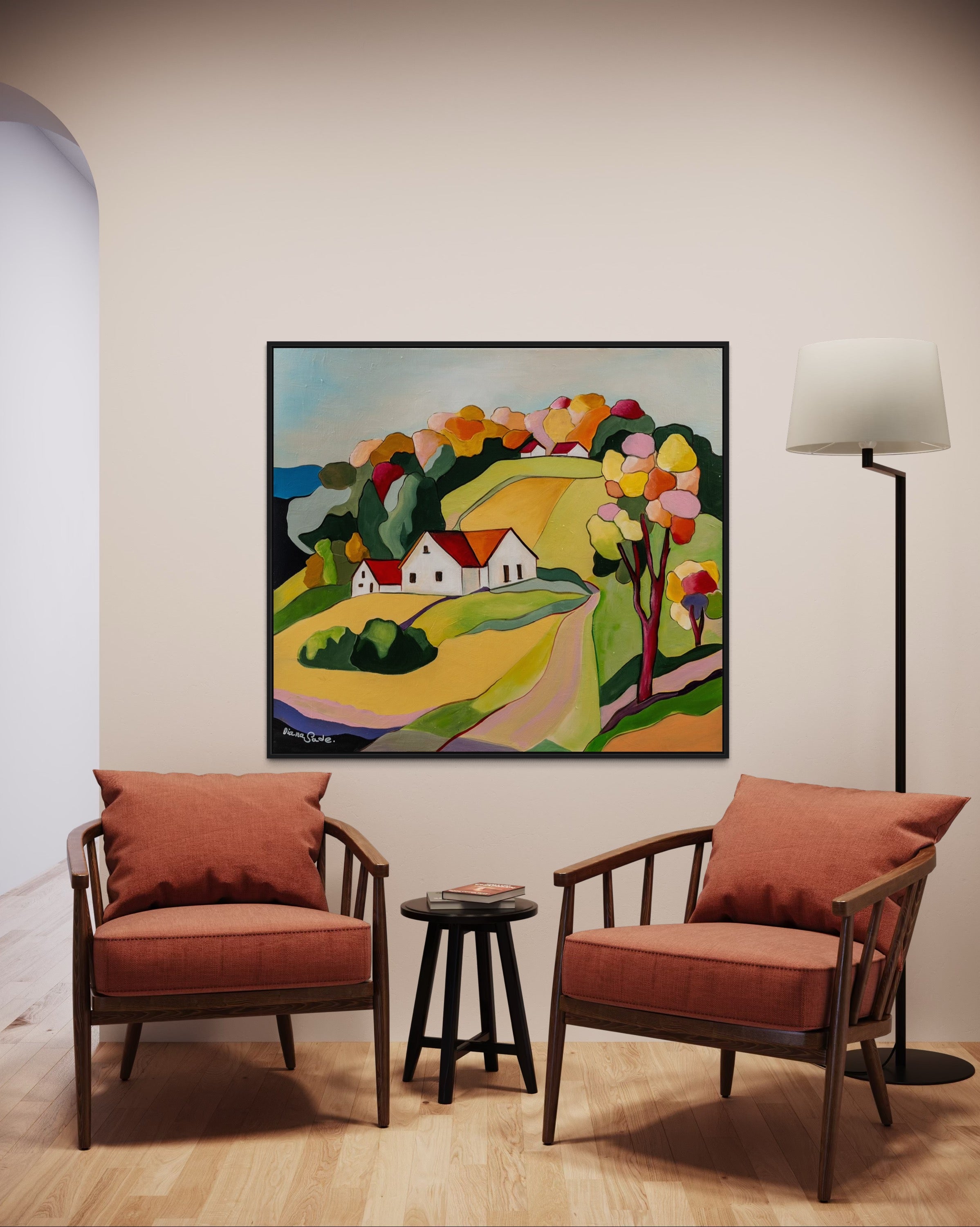 Naïve Countryside with Tree – Diana Sade Art