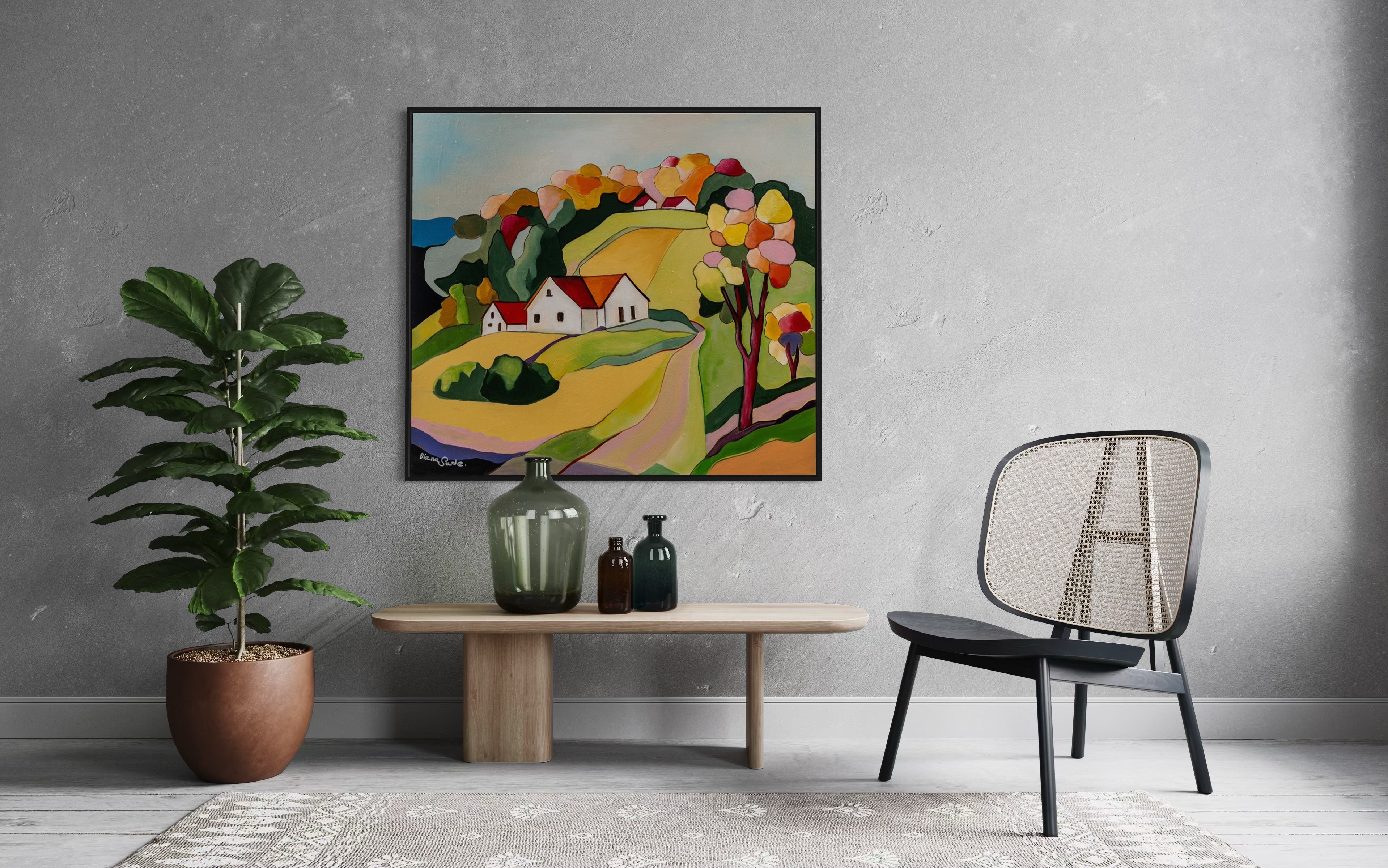Naïve Countryside with Tree – Diana Sade Art