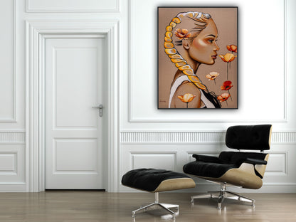 Girl with Braid and Flowers