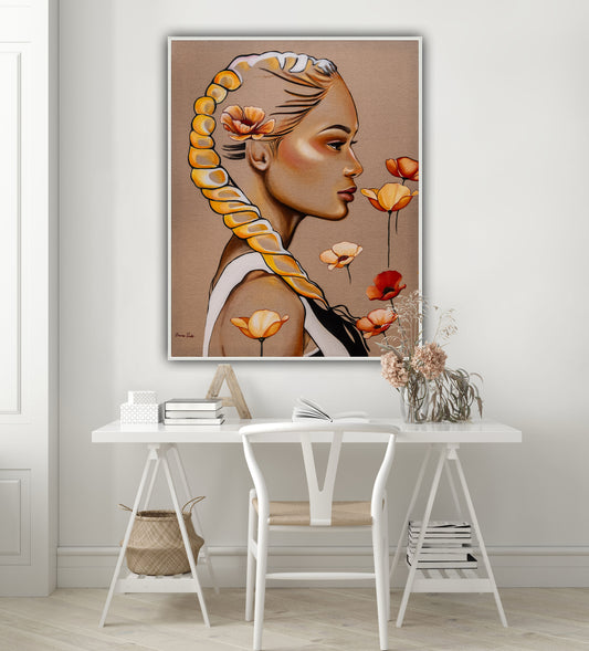 Girl with Braid and Flowers