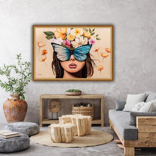 Floral Head with Butterfly