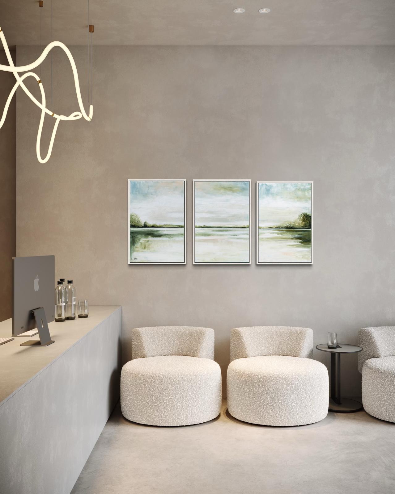 Sea and mountains in green