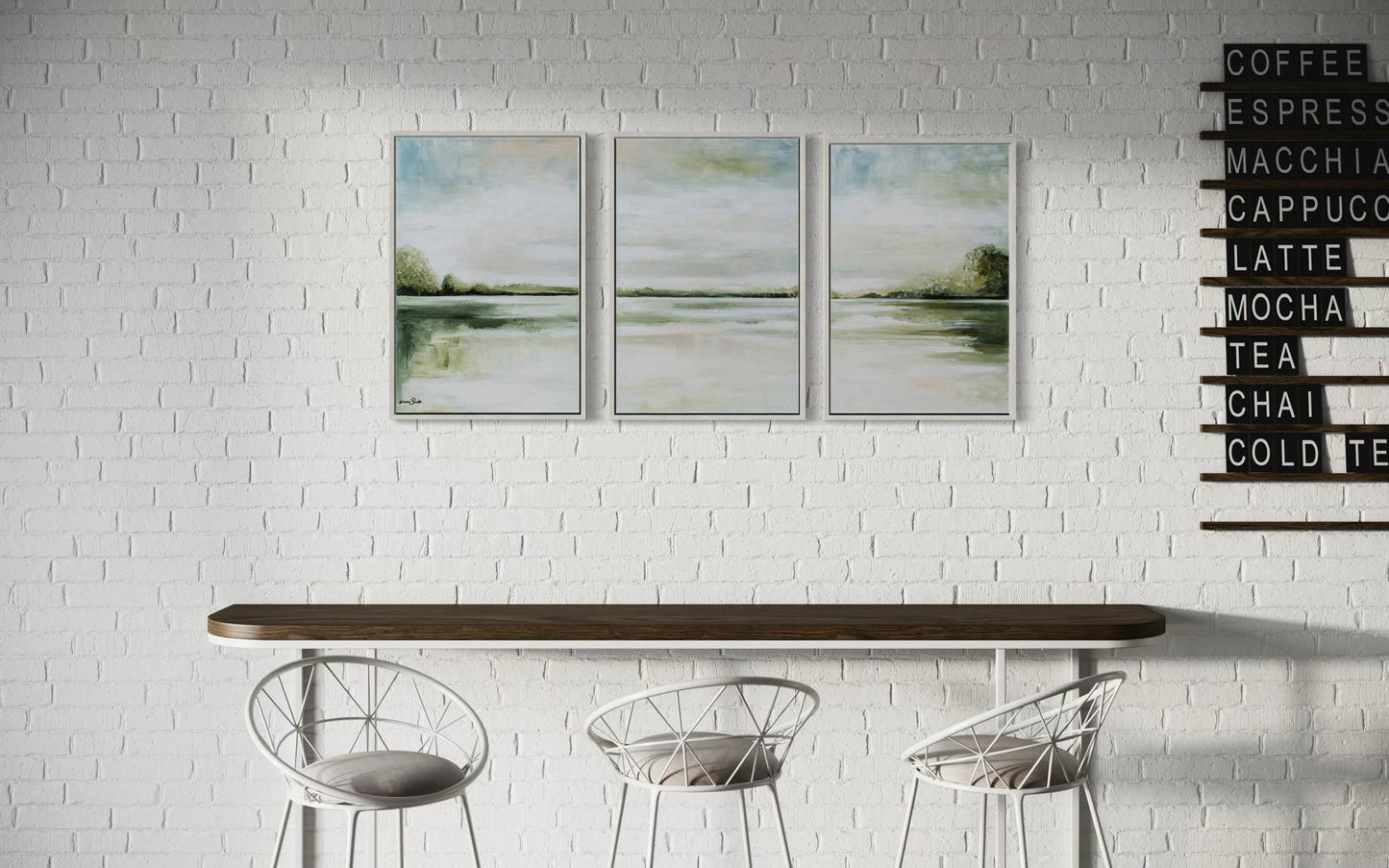 Sea and mountains in green